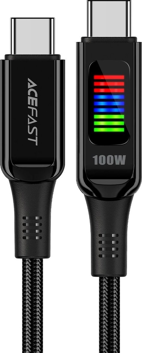 Kabllo karikimi ACEFST USB C në USB C, 100W 5A, ekran LED, e bardhë