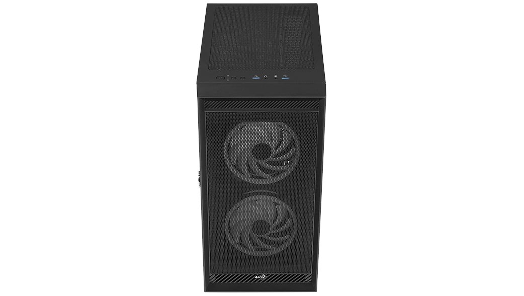 Kuti kompjuteri Aerocool Graphite FRGB, mid tower, panel xhami i temperuar, e zezë