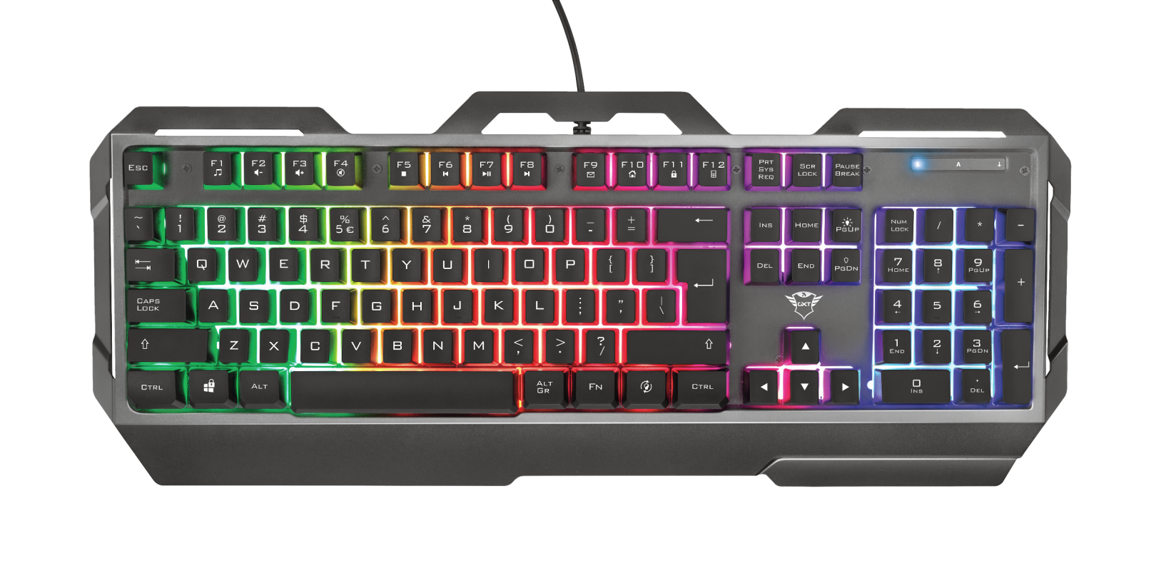 Tastierë gaming Trust GXT856 Torac, me kabllo USB, ndriçim rainbow, e zezë