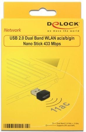 Kartelë rrjeti DeLOCK 12461, USB WLAN, 433 Mbit/s, e bardhë