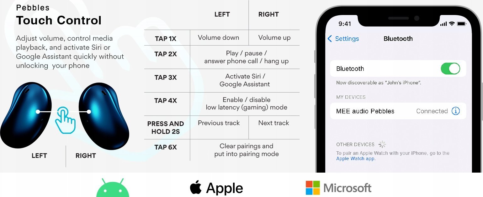 Kufje wireless Mee Audio Pebbles, in ear, IPX4, ngjyrë bezhë