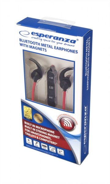 Dëgjuese Esperanza EH186K Sports Bluetooth, të zeza/ kuqe