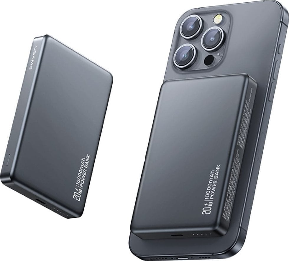 Karikues portativ Usams CY Series CD242, 10000mAh, 20W wireless magnetik, argjendtë