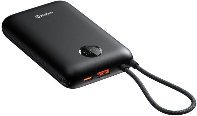 Karikues portativ Swissten Voltbox 35W, 30000mAh, kabllo të integruara, i zi