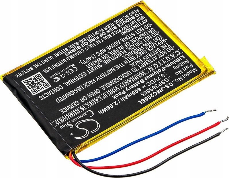 Bateri zëvendësuese për altoparlant JBL Clip 2 GSP383555, 0.8Ah, Li Polymer, e zezë