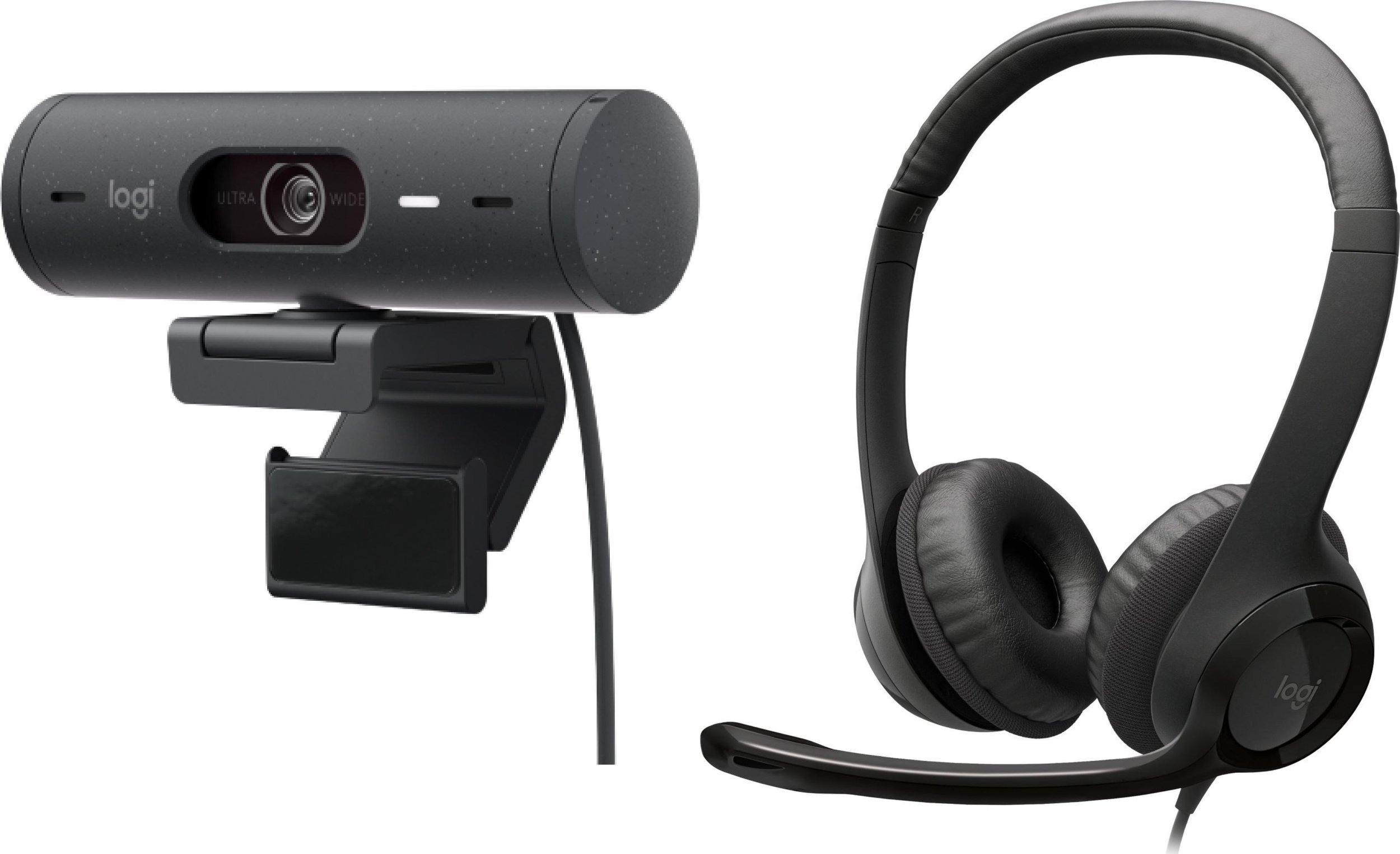 Set kamerë web dhe kufje Logitech Brio 500 Graphite H390, Full HD, USB, gri