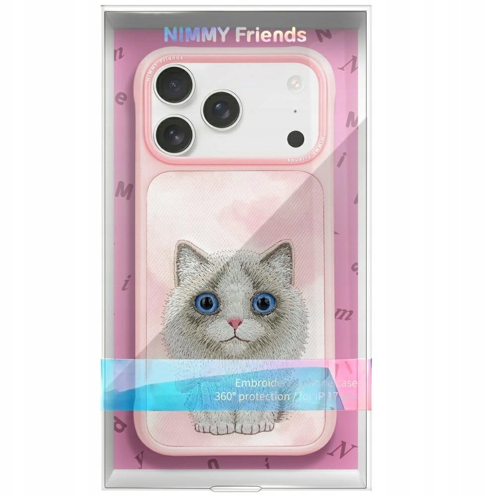 Kupë telefoni Nimmy Big Eyed Pet 2.0 Cat për iPhone 17 Pro Max, TPU plastike, rozë