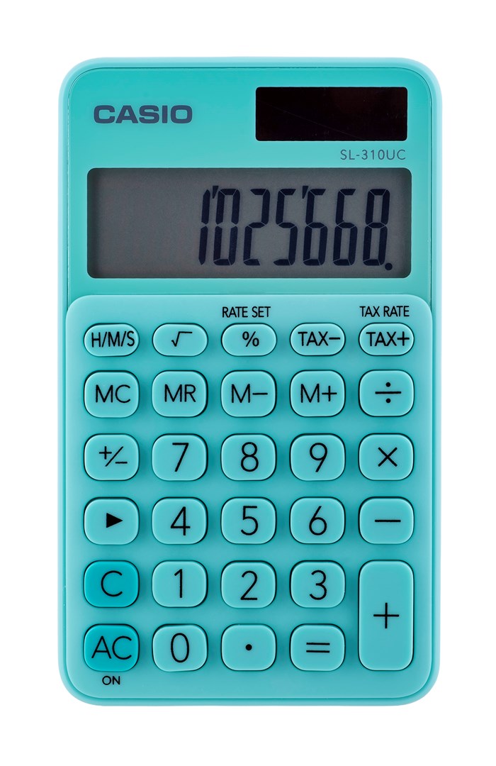 Kalkulator xhepi Casio SL-310UC-GN-S, 10 shifra, ekran i madh, i gjelbër