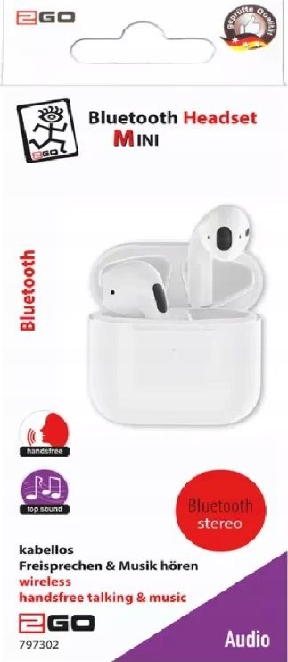 Kufje wireless 2GO TWS Mini, in ear, Bluetooth, të bardha
