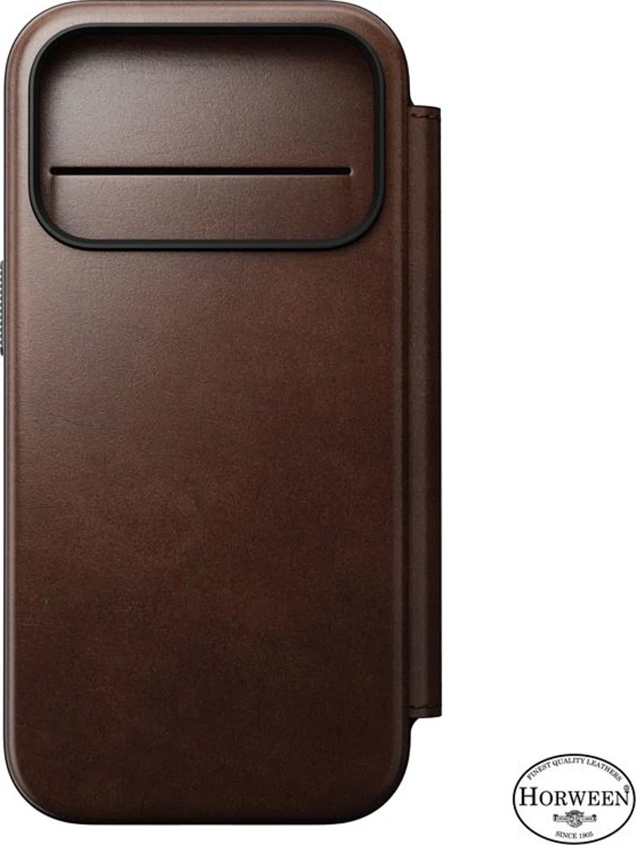 Këllëf folio Nomad Modern Leather, për iPhone 17 Pro, lëkurë Horween, kafe rustic