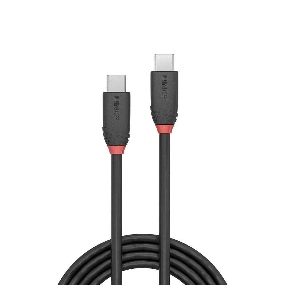 Kabllo USB-C LINDY Black Line, 1m, e zezë