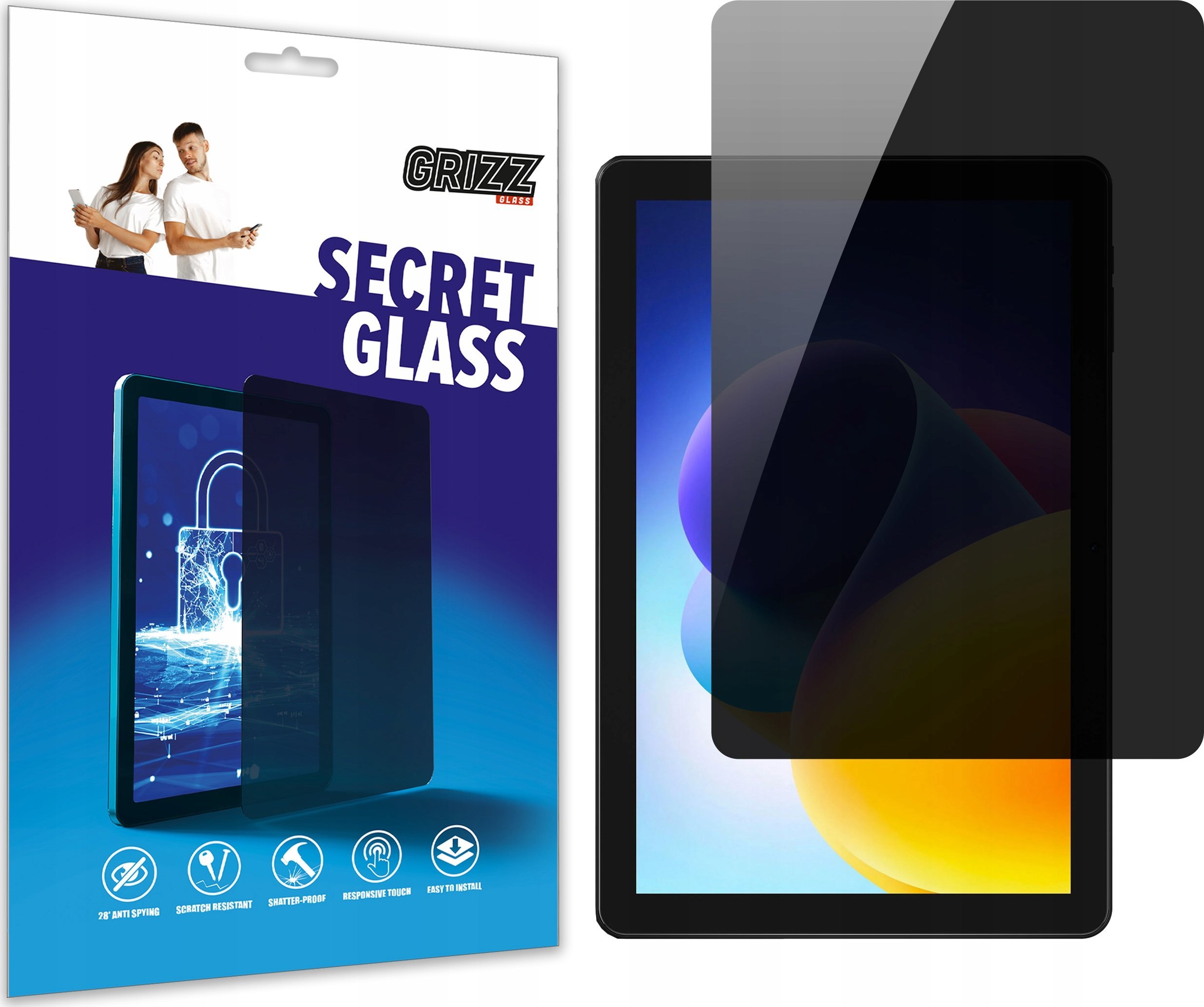 Xham privatësie Grizz SecretGlass për Doogee T10W, mbrojtës ekrani, i zi