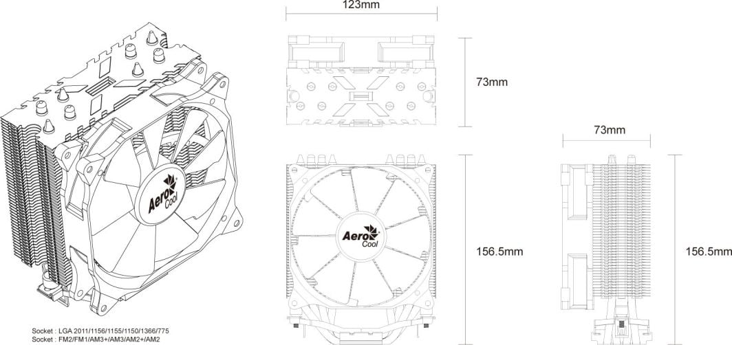 Ftohës CPU Aerocool Verkho 4, 120mm, PWM, 6mm