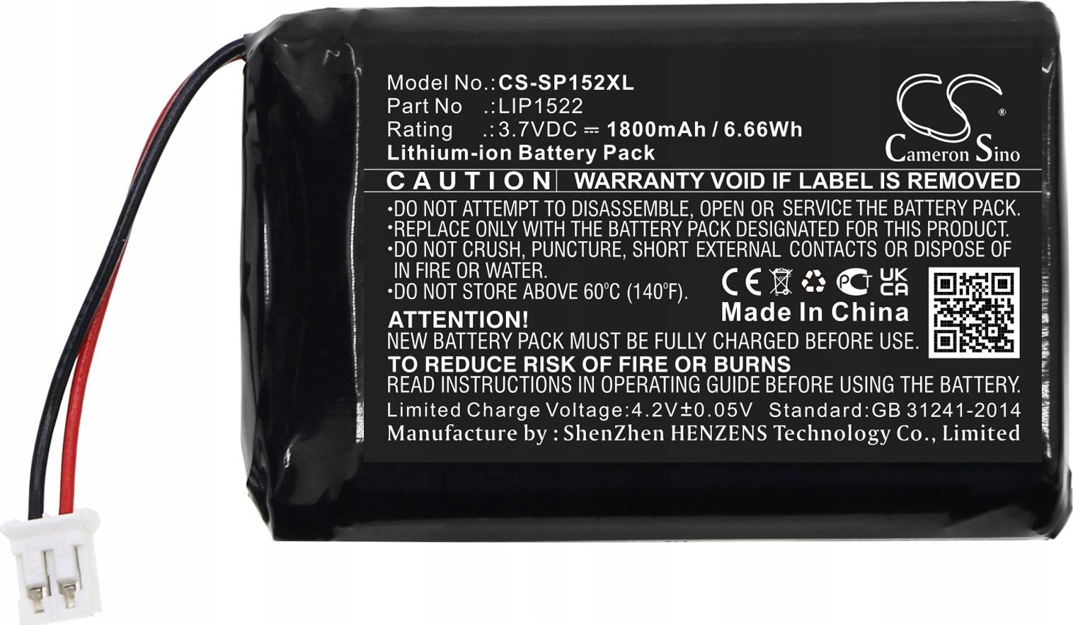 Bateri rikarikueshme Cameron Sino CS-SP152XL për gamepad Sony PS4 DualShock 4, 1800mAh, Li-ion