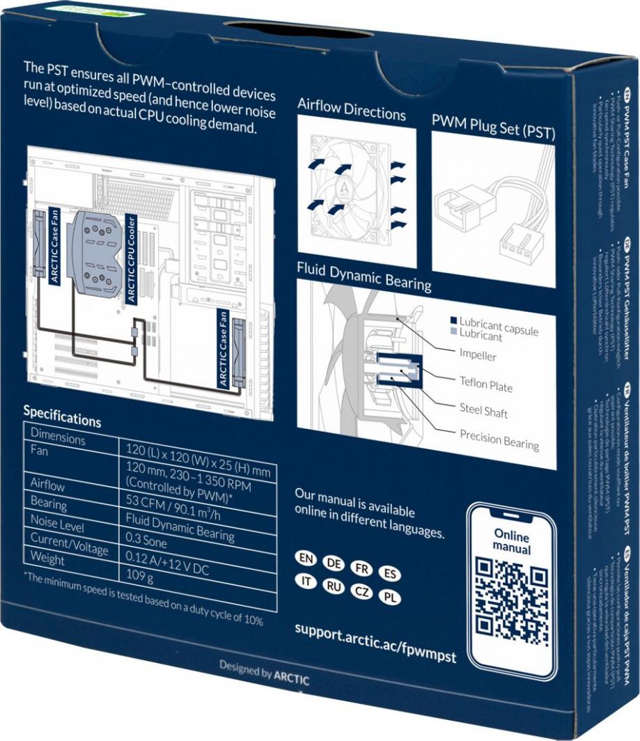 Ftohës Arctic F12 PWM PST, 120 mm, i bardhë