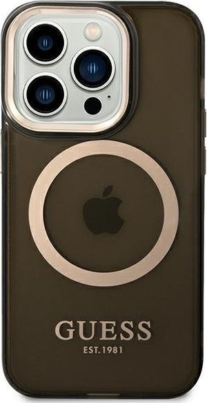Mbulesë telefoni Guess Translucent MagSafe, për iPhone 14 Pro, TPU, e zezë