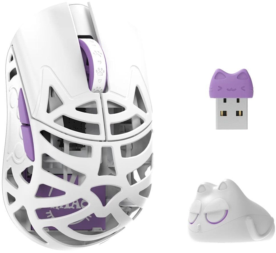 Maus gaming WLMouse Beast Miao, wireless, ultra i lehtë 31g, i bardhë