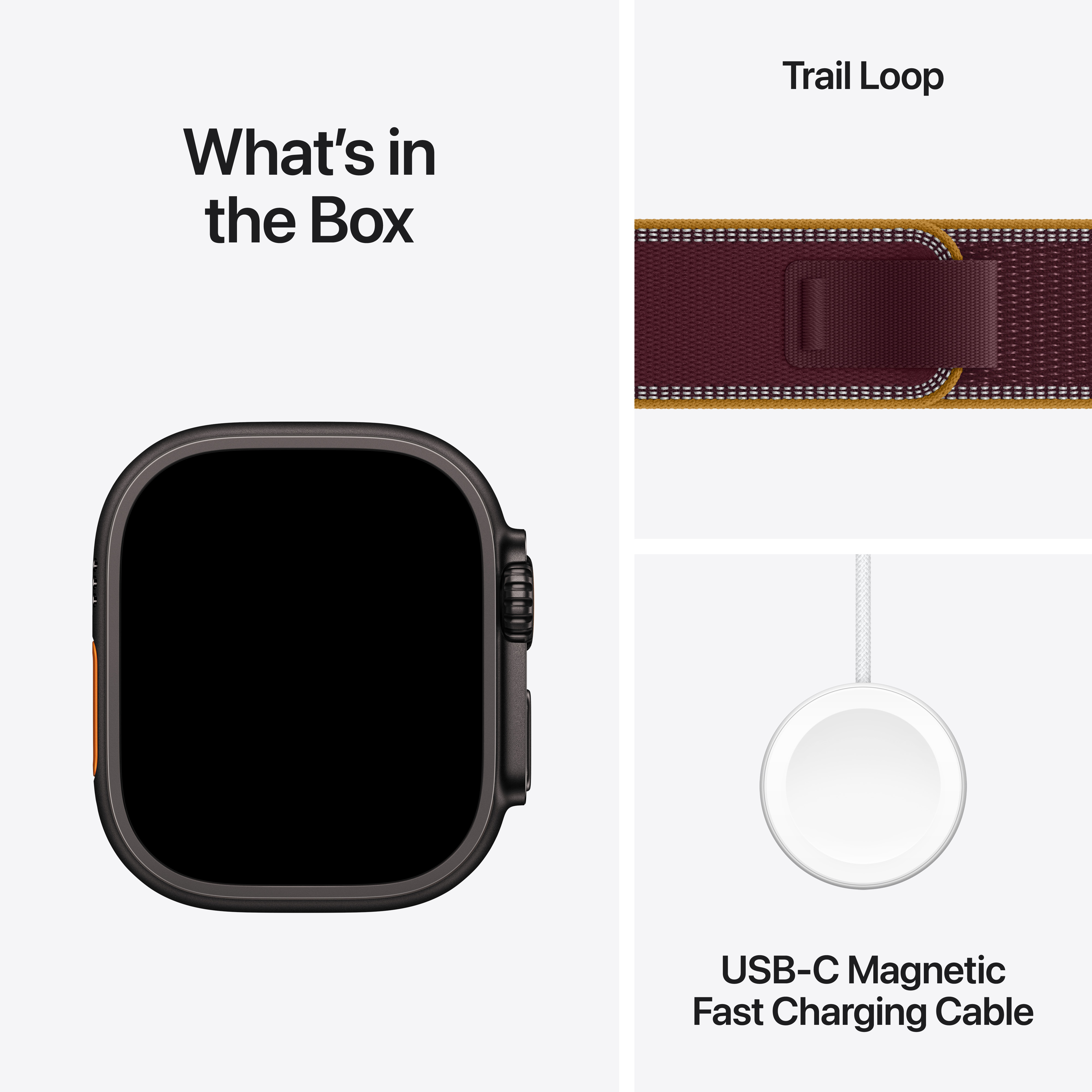 Apple Watch Ultra 4 Cellular 49mm Black Titanium Case with Burgundy Trail Loop, M/L