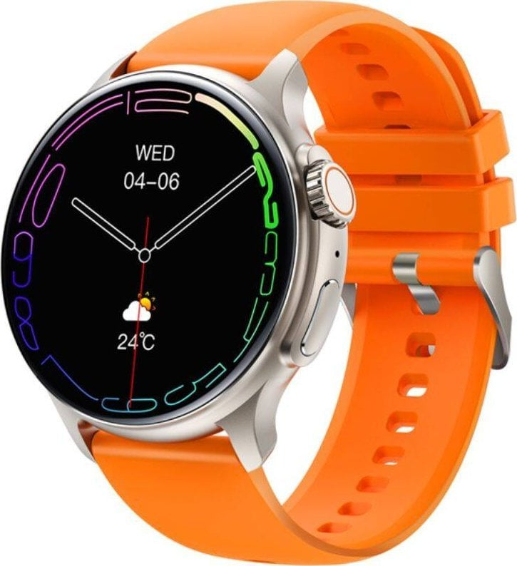 Smartwatch Rubicon RNCF12, 1.43" AMOLED, Bluetooth thirrje, argjendtë portokalli