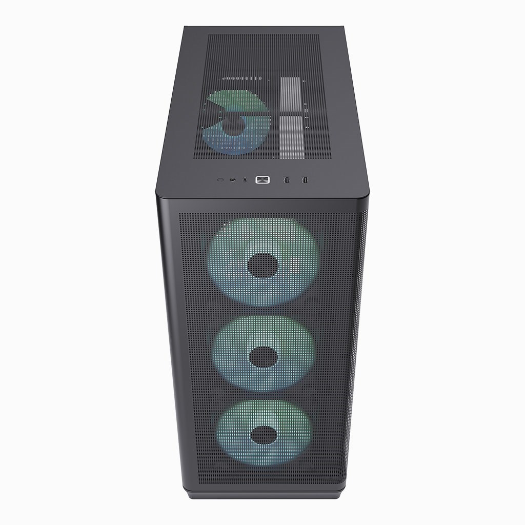 Kuti kompjuteri APNX C1 ARGB, midi tower, panel xhami i errësuar, e zezë
