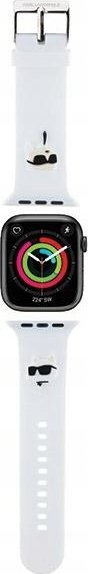 Rrip ore inteligjente Karl Lagerfeld Bracelet Rubber NFT Karl &amp; Choupette, për Apple Watch 38 40 41mm, gome, i bardhë