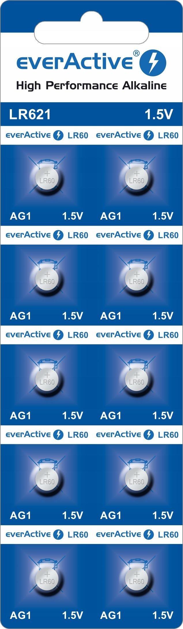 Bateri alkaline EverActive AG1 LR60 LR621, 1.5V, paketim 50 copë