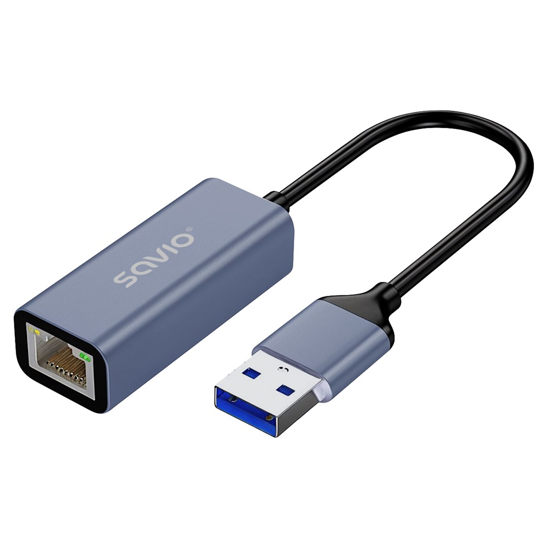 Adapter rrjeti Savio AK-83, USB 3.1 në RJ-45, 1 Gbps, i zi