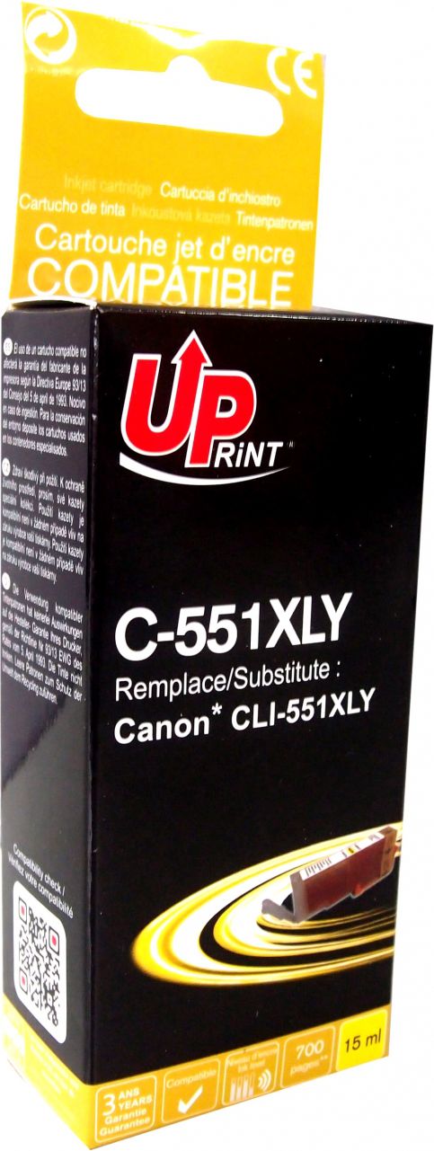 Ngjyrë për printer UPrint C-551XLY / CLI551Y XL, e verdhë