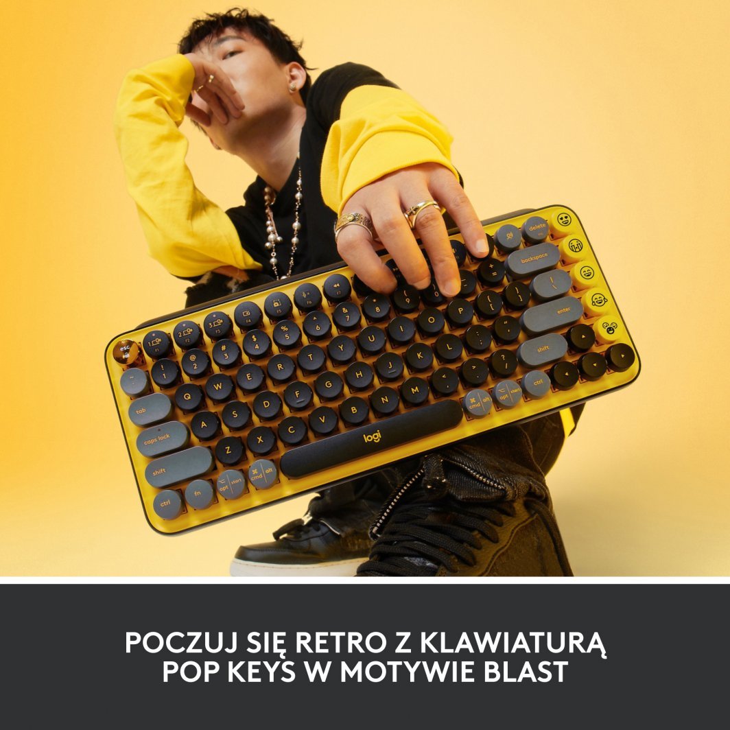 Tastierë Logitech POP Keys (920-010735), e zezë/ verdhë