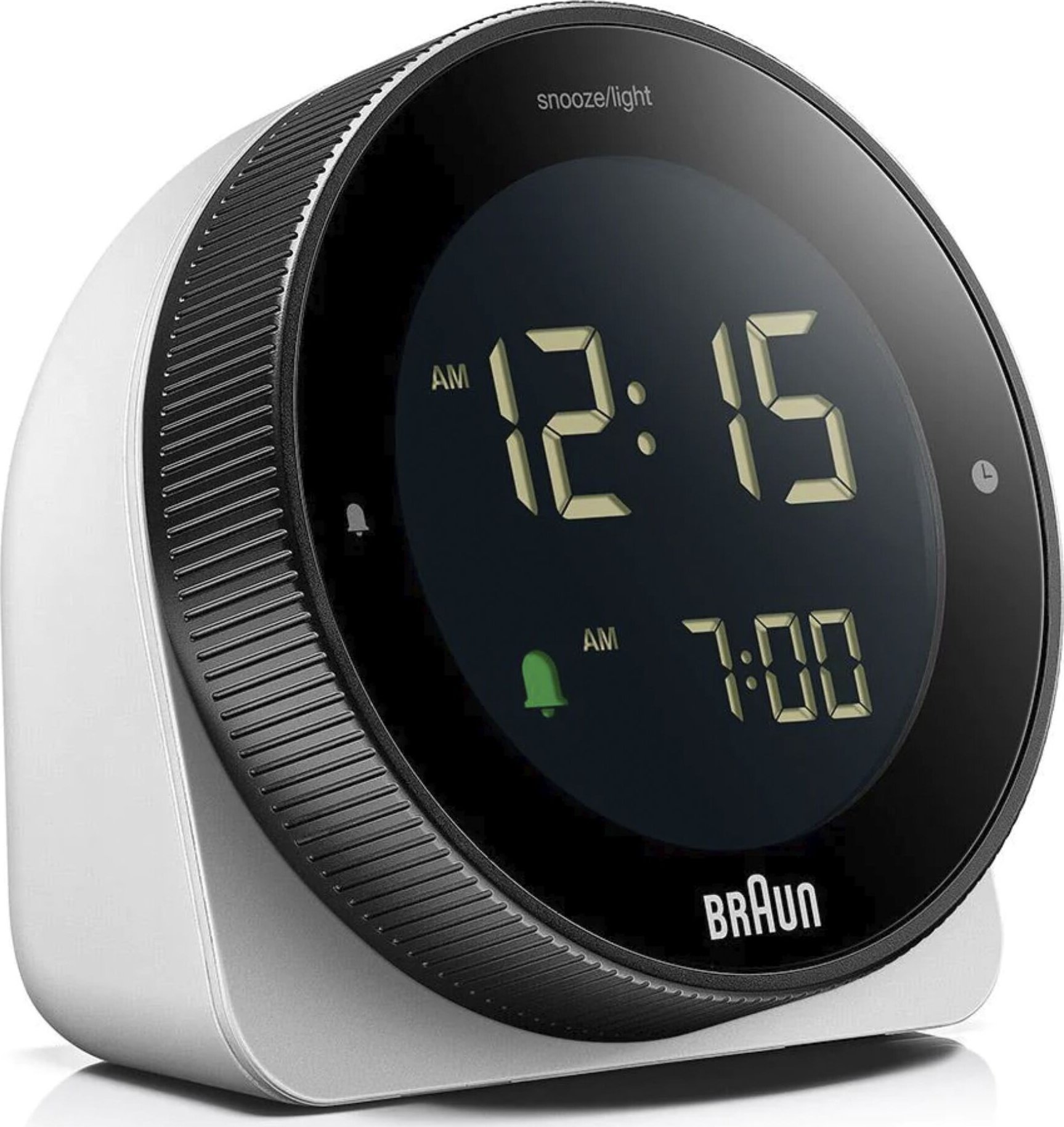Ora me alarm Braun BC24W, ekran LCD, alarm me snooze, e bardhë