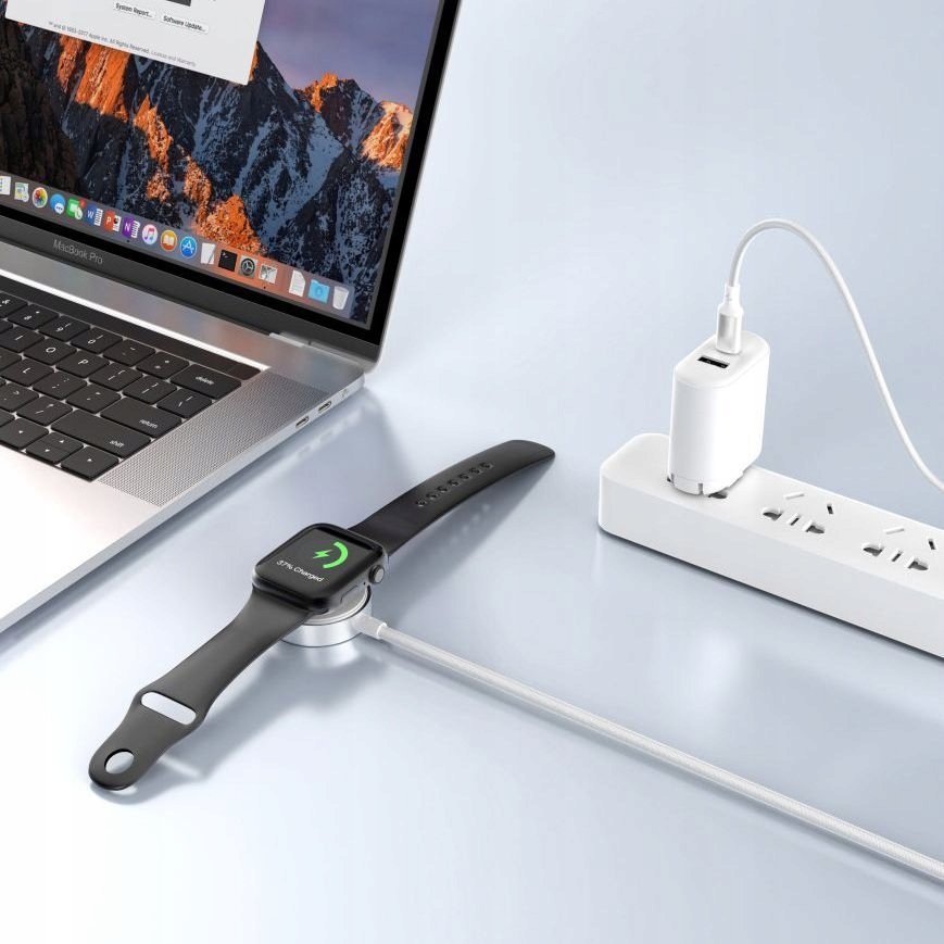 Kабел за магнетно полнење Tech-Protect UltraBoost MC02, 100cm, за Apple Watch, бел