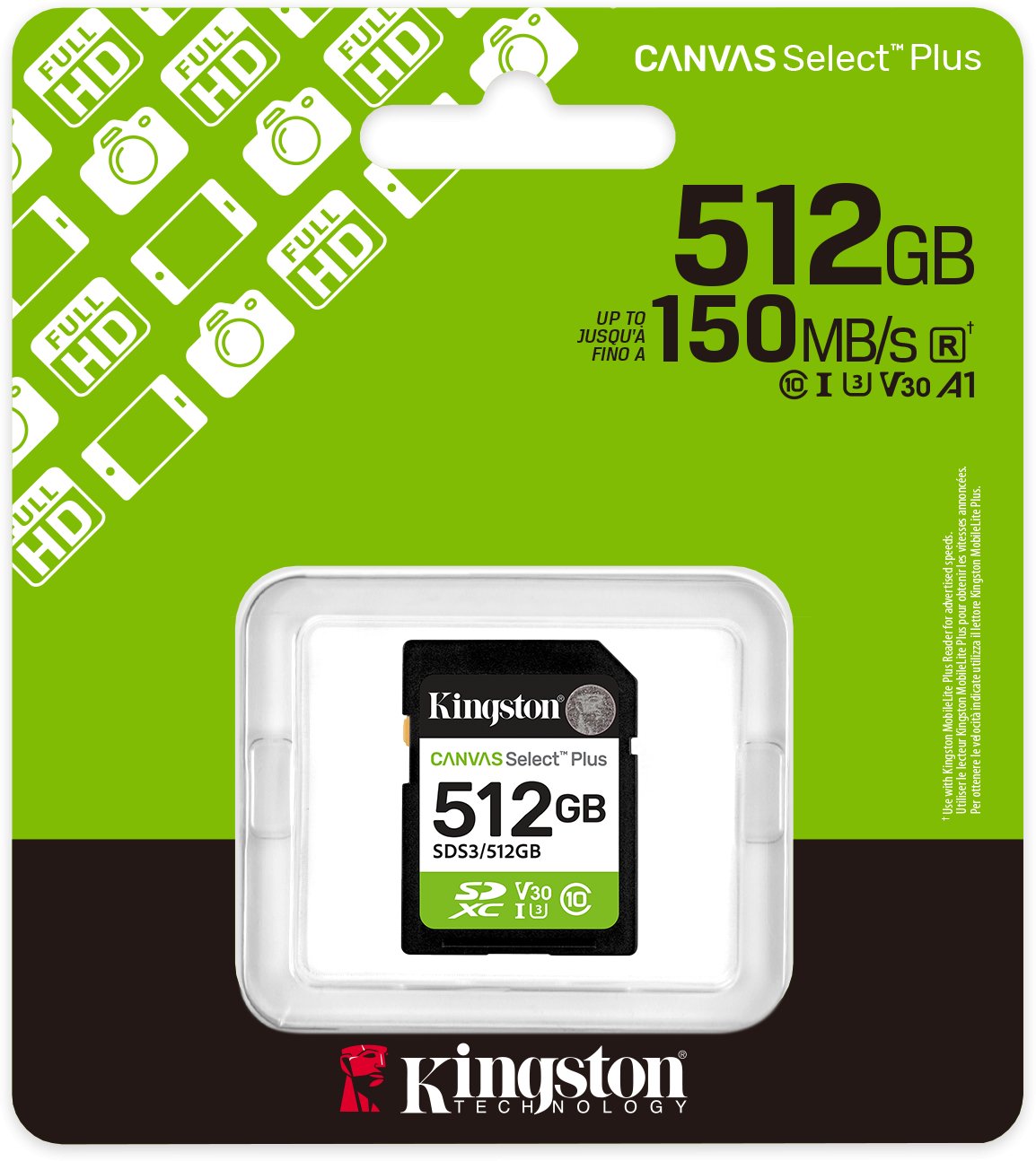 Kartë memorie Kingston Canvas Select Plus Gen3, 512GB, 150MB/s, SDXC