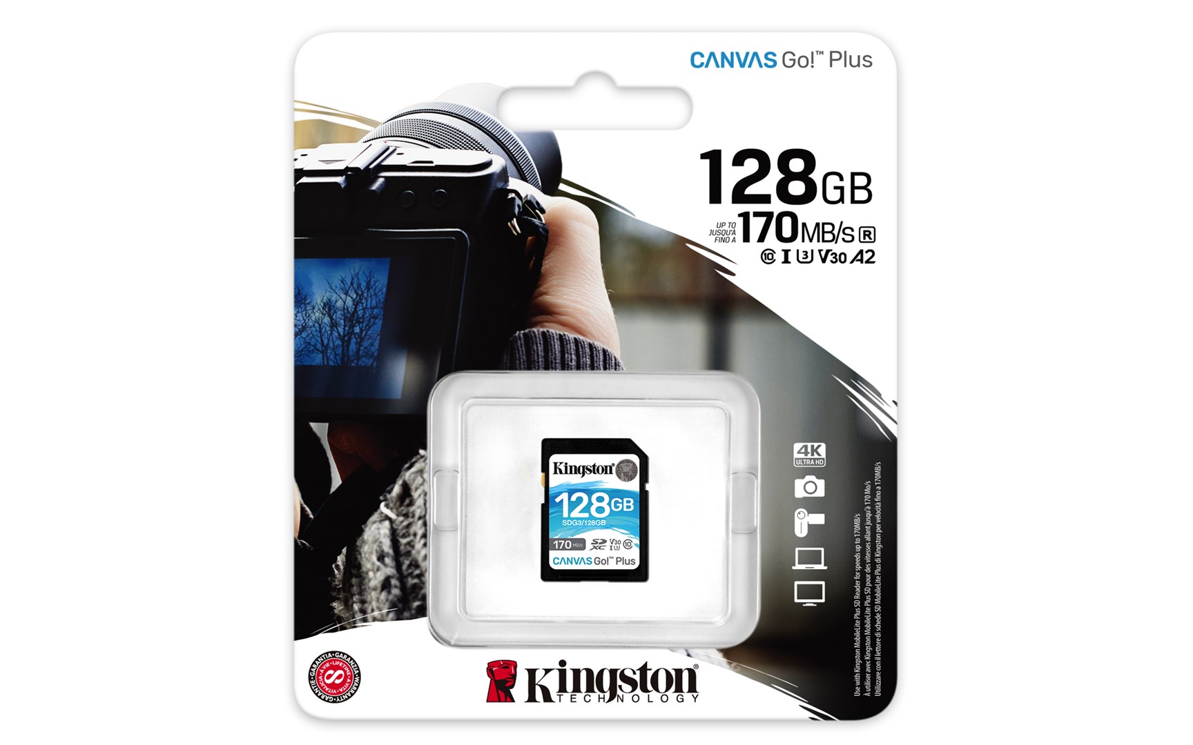 Kartë memorie Kingston Canvas Go Plus SD, 128GB, e zezë