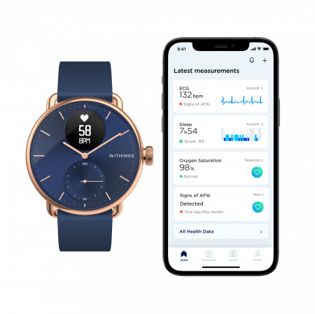 Orë smart Withings Scanwatch 38mm, Rose Gold Blue
