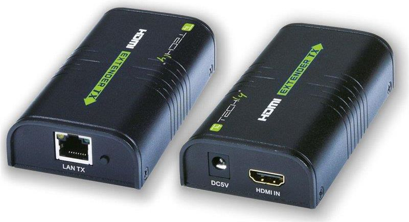 Përforcues HDMI Techly 306004, splitter mbi IP, deri 120m, i zi