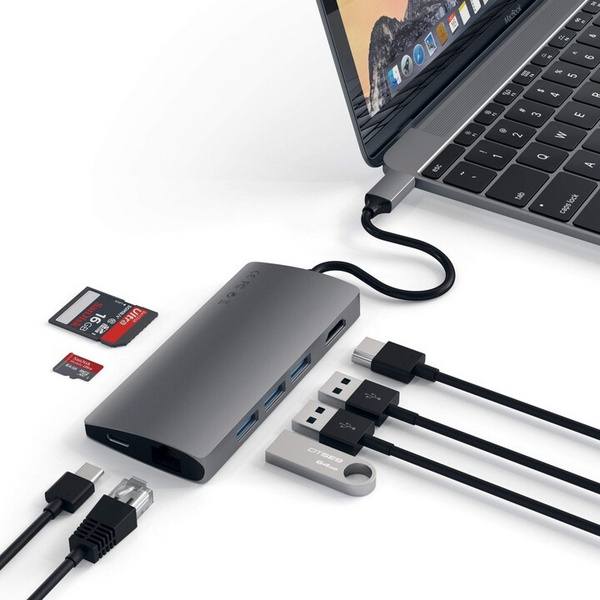 Përshtatës Satechi USB-C Multi-Port 4K Ethernet v2, i hirtë