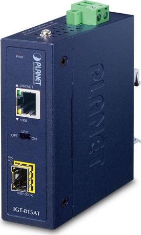 Konvertues industrial media Planet IP30, 100/1000BASE X SFP, 10/100/1000BASE T, gri