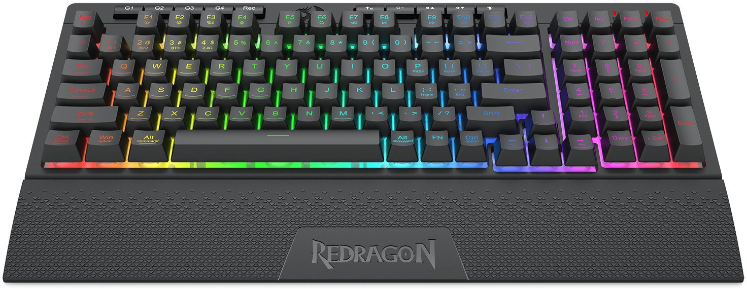 Tastierë gaming Redragon K515 PRO Shiva, wireless, RGB, me 98 taste, me mbështetëse për kyçet