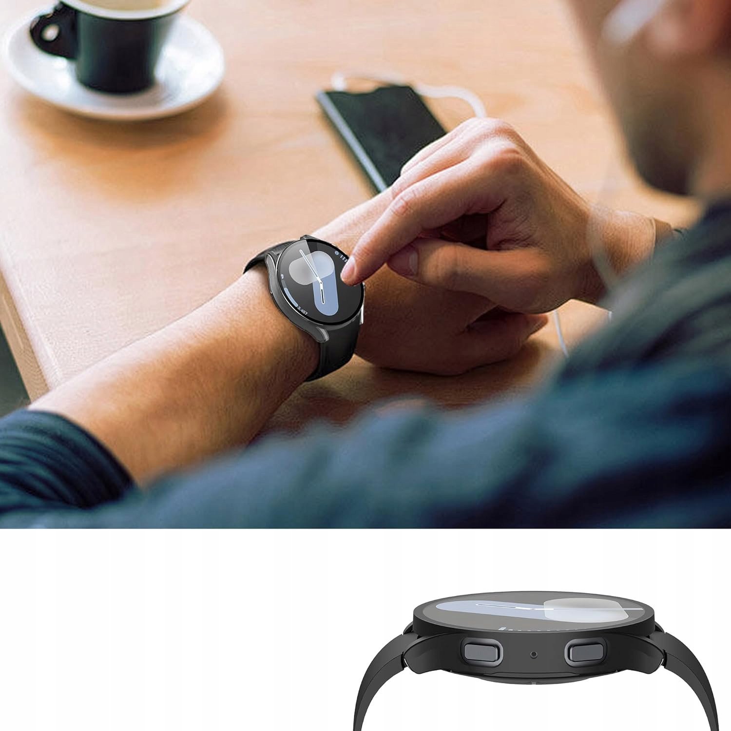 Mbrojtëse ore Tech-Protect DEFENSE360 për Samsung Galaxy Watch 4 5 6 7 FE 40mm, xham i integruar, e zezë