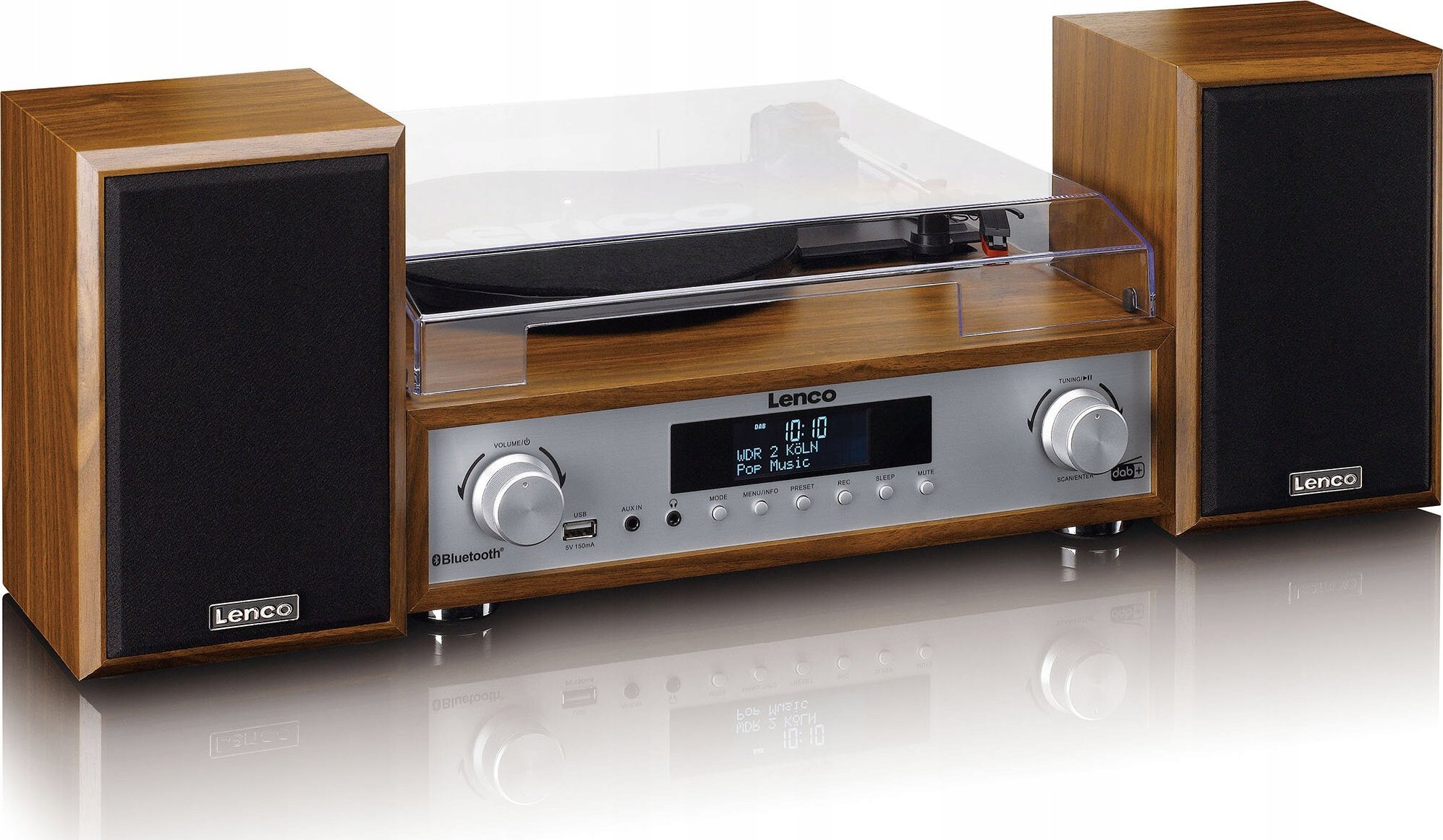 Sistem muzikor Lenco MC-160WD, HiFi kompakt, DAB+ FM Bluetooth, dru