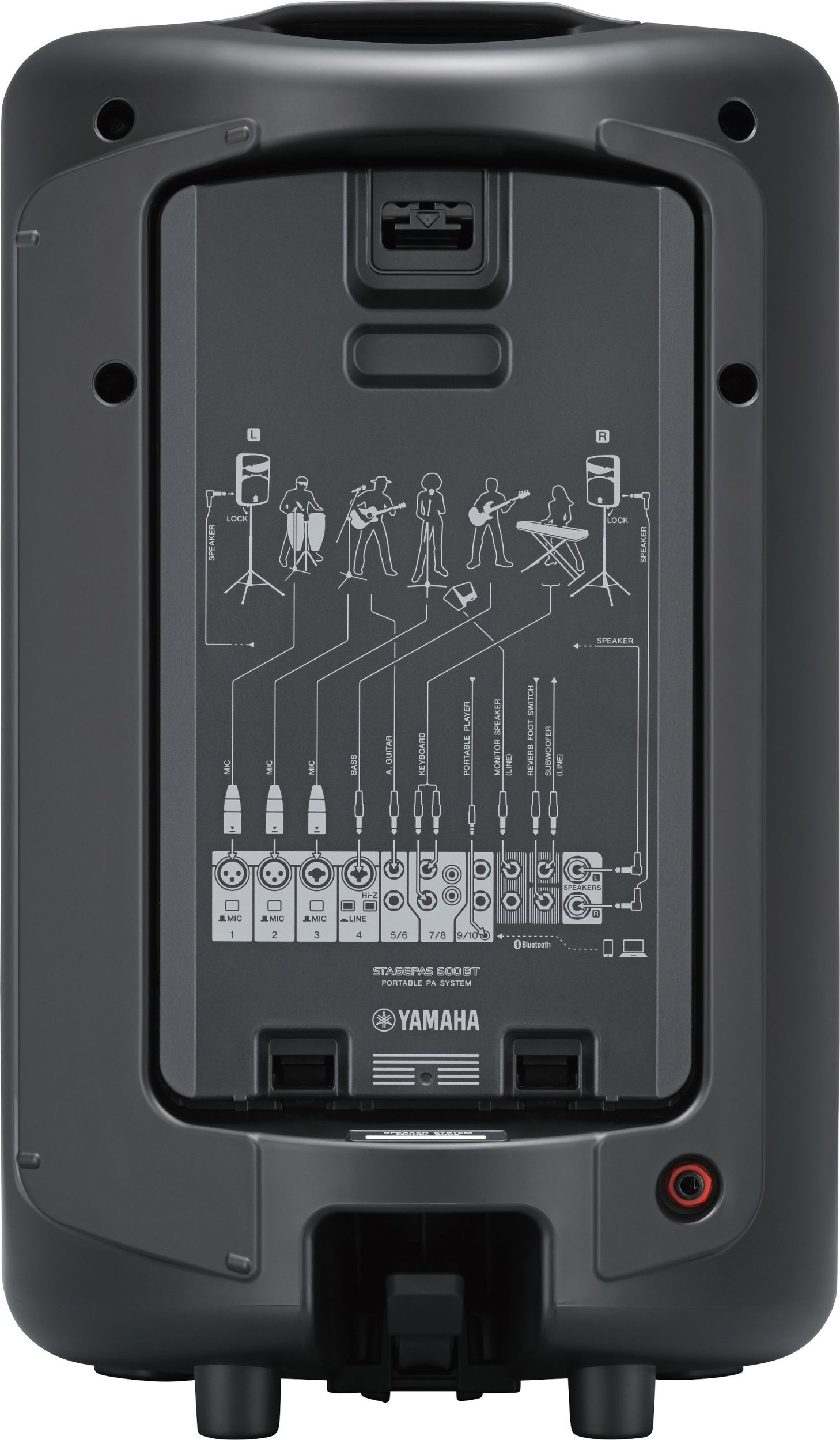 Sistem PA portabël Yamaha STAGEPAS 600BT, 680W, mikser 10 kanale, i zi