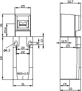 Çelës sigurie Siemens 3SE5232-0QV40, 1NO 2NC, IP65, trup plastik