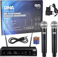Set mikrofonësh wireless DNA DJ DUAL VOCAL, 2 mikrofona dore, UHF, i zi