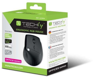 Maus wireless Techly IM 1300 VM RGB, ergonomik, me ndriçim RGB, i zi