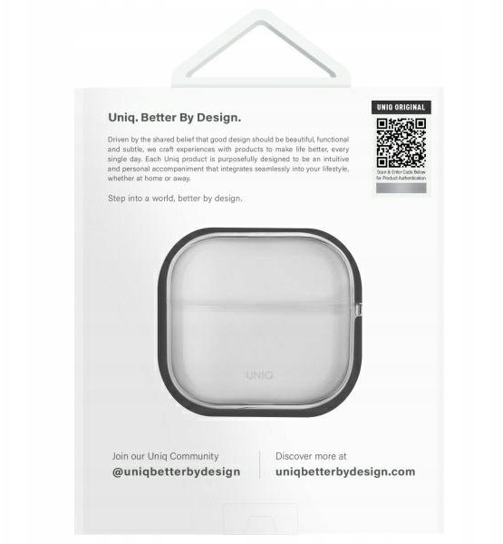 Заштитна кутија Uniq Case Glase за AirPods 4, сет со торбичка и капак, транспарентна