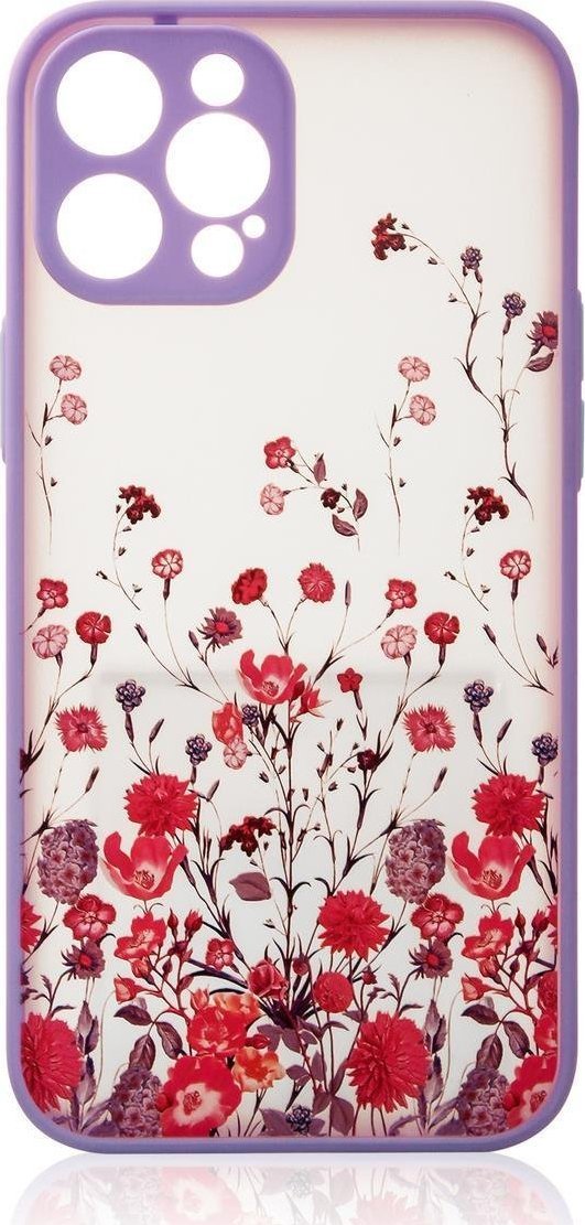 Mbrojtëse telefoni Hurtel Design Case për iPhone 12 Pro Max, transparente, me lule, vjollcë