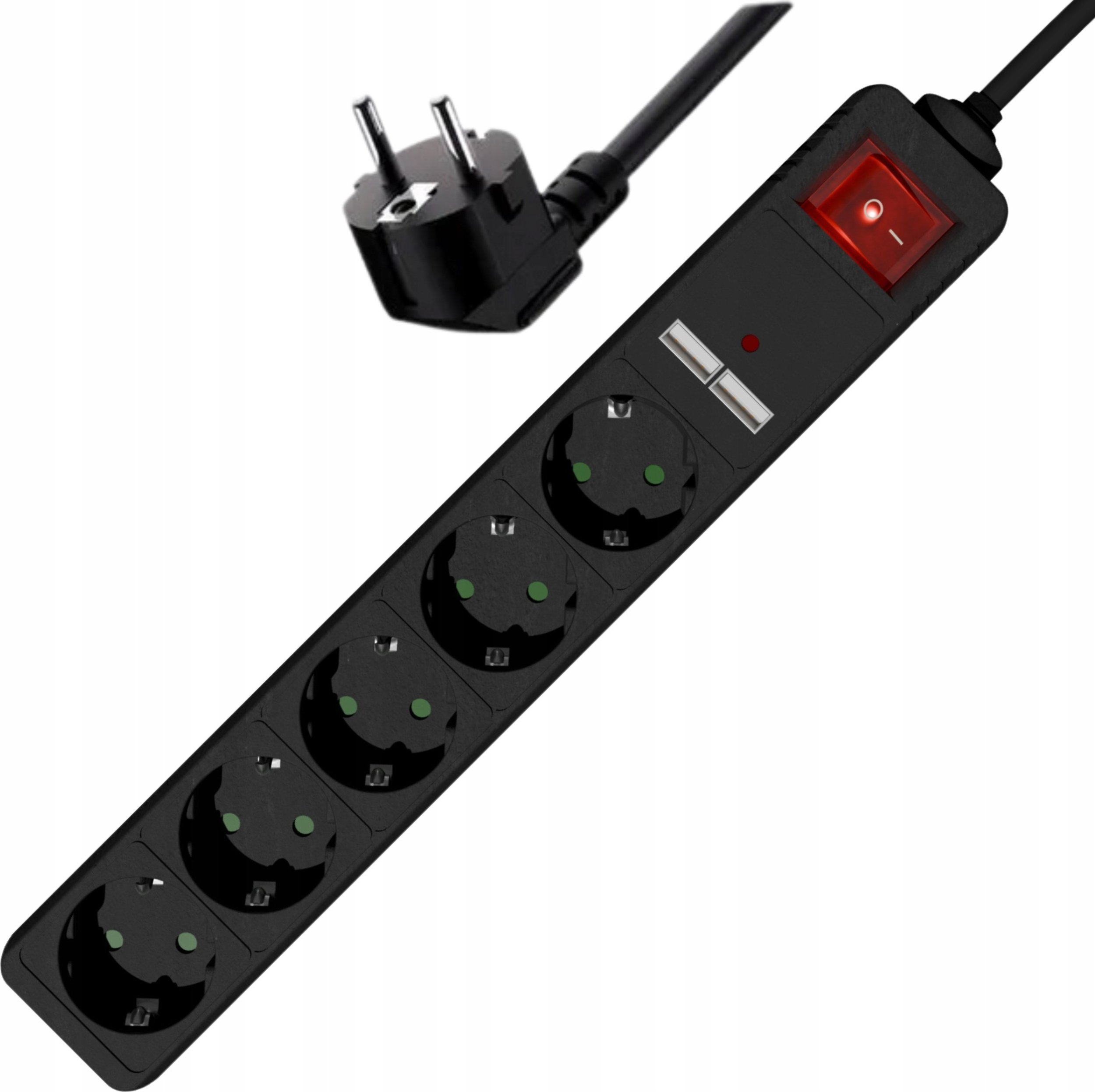 Продолжен кабел Energenie SPG5 U2 5 02, 5 приклучоци, 1.5m, со 2 USB порти, бел