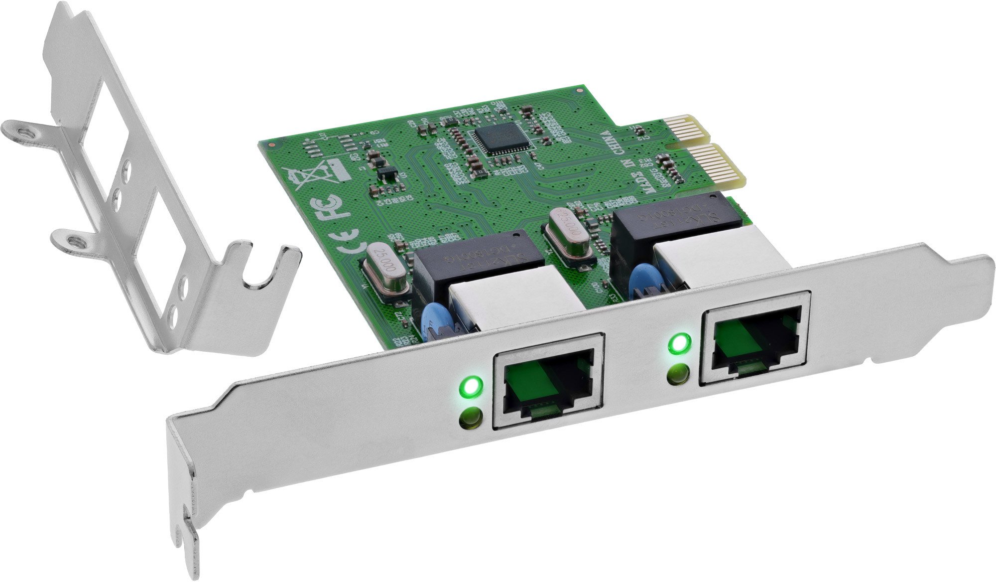 Kartë rrjeti InLine Dual Gigabit, 2x RJ45 1Gb/s, PCIe x1, me LP bracket