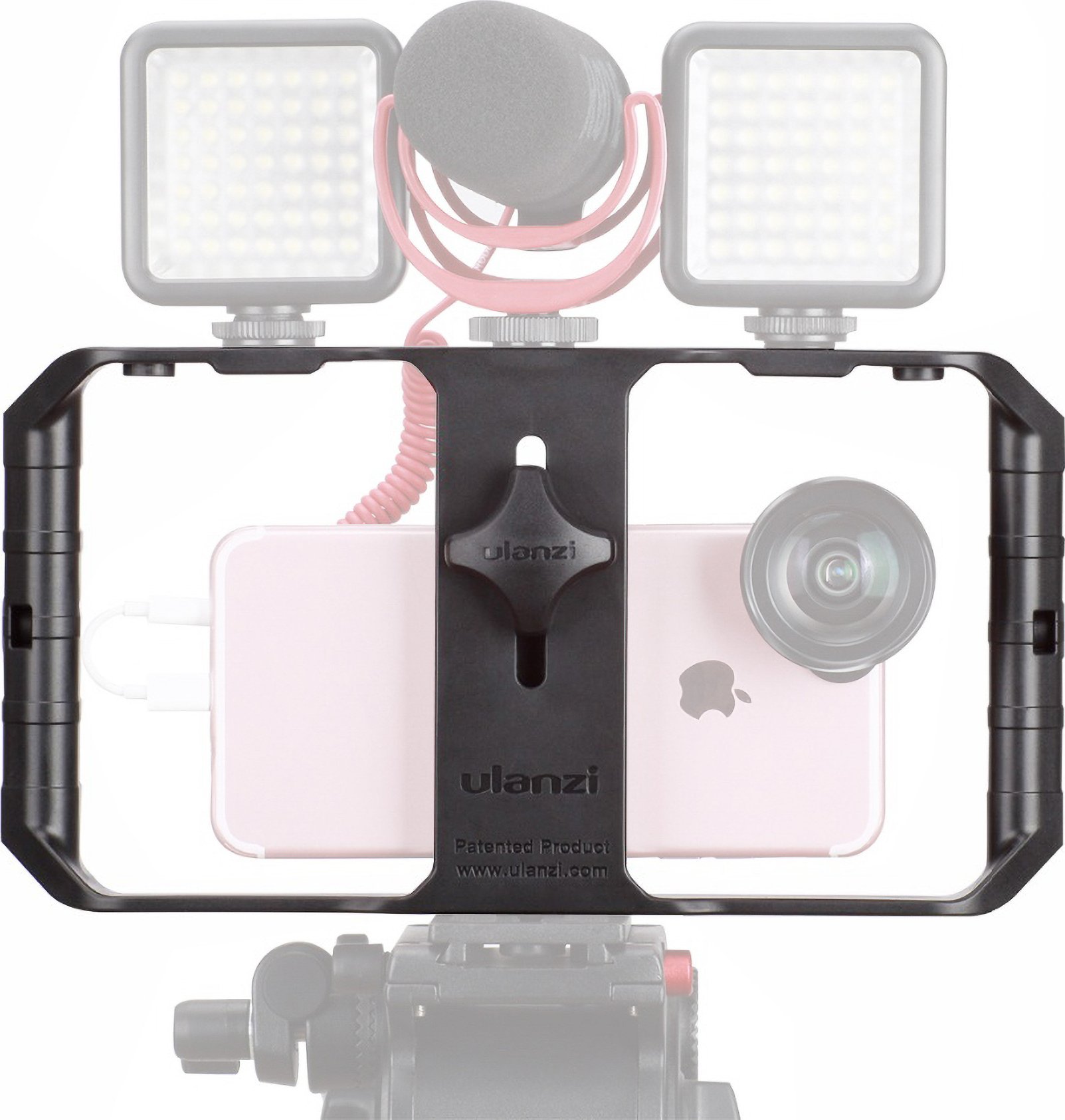 Rig video për smartphone Ulanzi U-Rig Pro, dy doreza, pika montimi për aksesorë, i zi