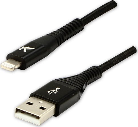Кабел USB Logo USB A во Lightning, 2 m, црн